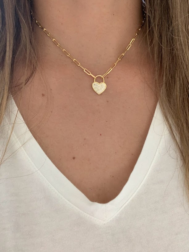 Gold Heart Necklace Gold Cable Chain Necklace Gold Chain 