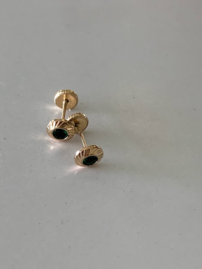 5MM 14K Gold Bezel Stud Earrings | Bezel Set Earrings Studs
